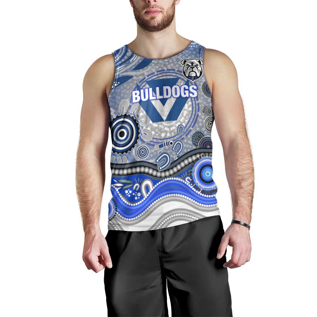 Canterbury Bankstown Bulldogs Rugby Men Tank Top Australian Aboriginal Dot Painting Style