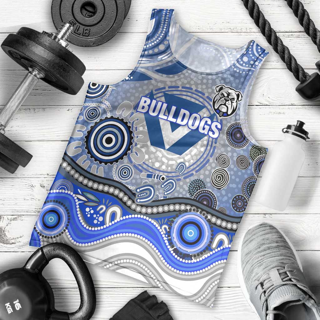 Canterbury Bankstown Bulldogs Rugby Men Tank Top Australian Aboriginal Dot Painting Style