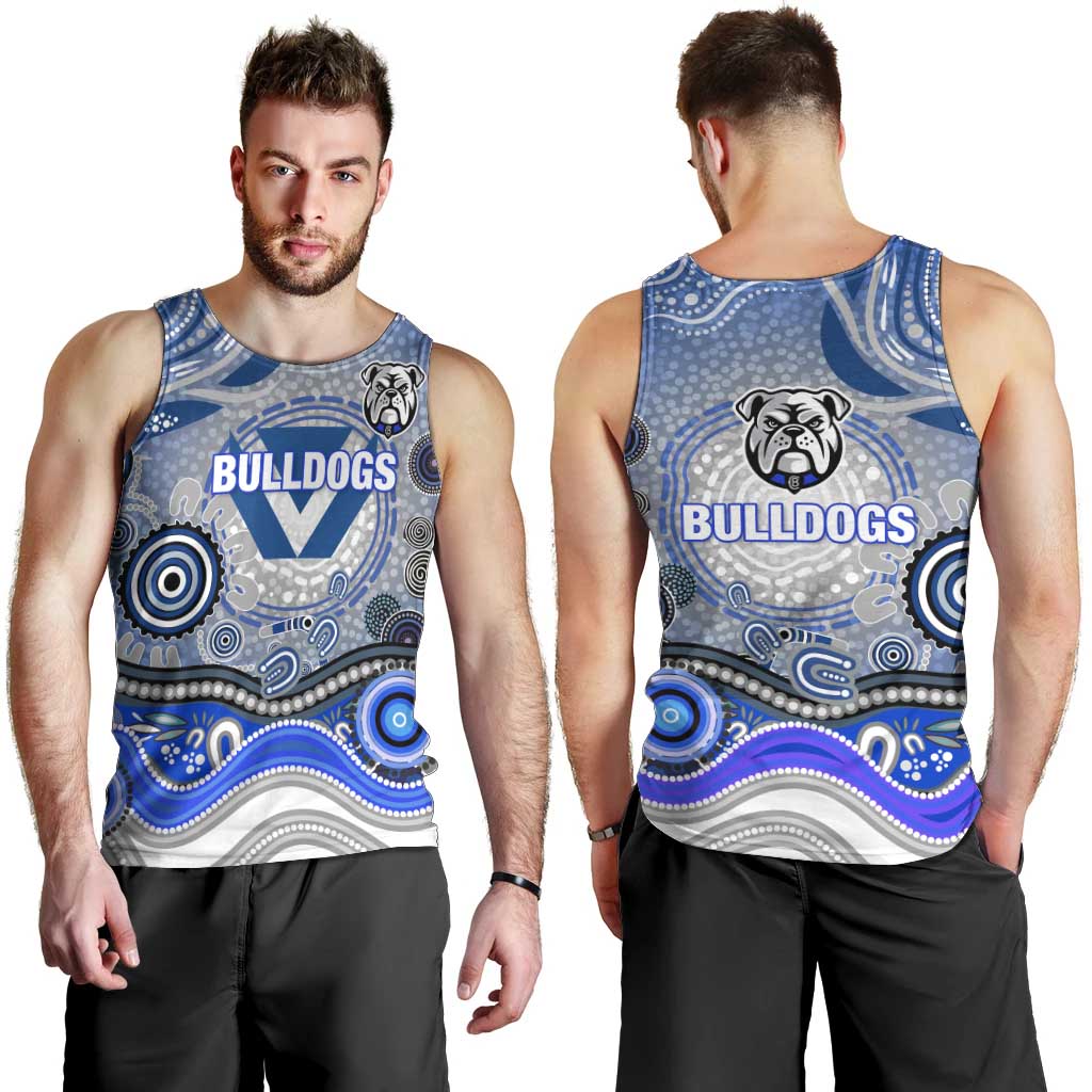 Canterbury Bankstown Bulldogs Rugby Men Tank Top Australian Aboriginal Dot Painting Style