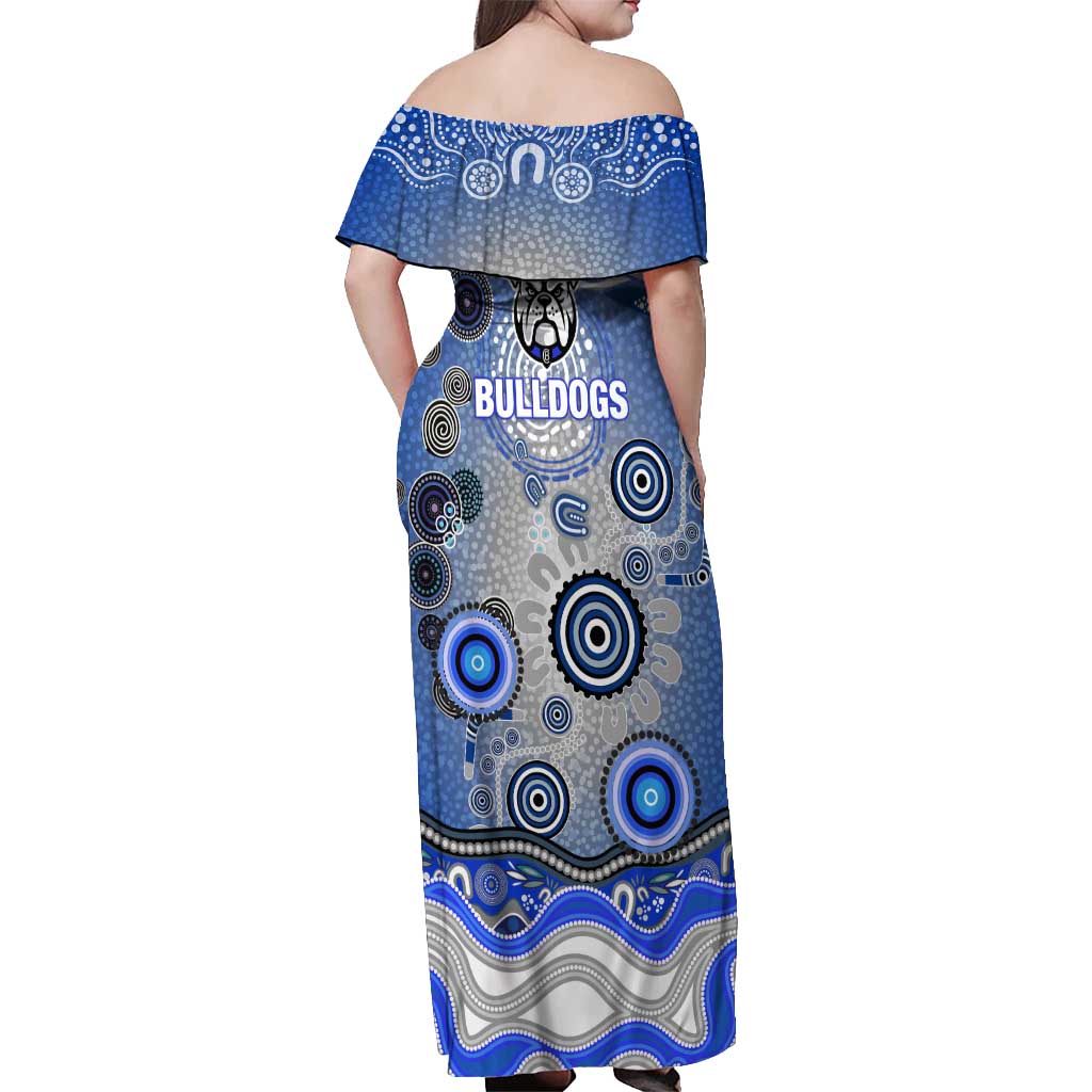 Canterbury Bankstown Bulldogs Rugby Off Shoulder Maxi Dress Australian Aboriginal Dot Painting Style