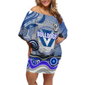 Canterbury Bankstown Bulldogs Rugby Off Shoulder Short Dress Australian Aboriginal Dot Painting Style
