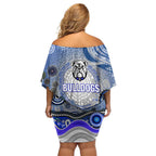 Canterbury Bankstown Bulldogs Rugby Off Shoulder Short Dress Australian Aboriginal Dot Painting Style