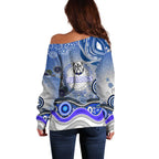 Canterbury Bankstown Bulldogs Rugby Off Shoulder Sweater Australian Aboriginal Dot Painting Style