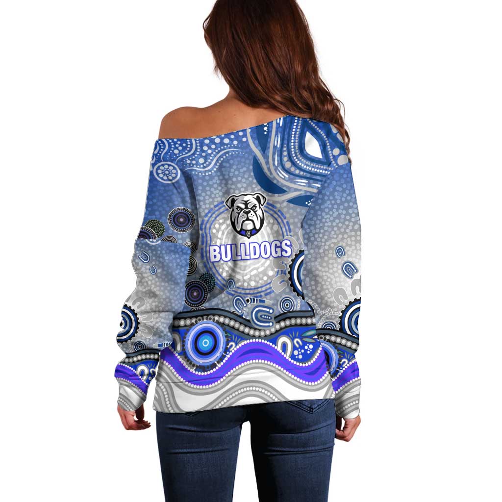 Canterbury Bankstown Bulldogs Rugby Off Shoulder Sweater Australian Aboriginal Dot Painting Style