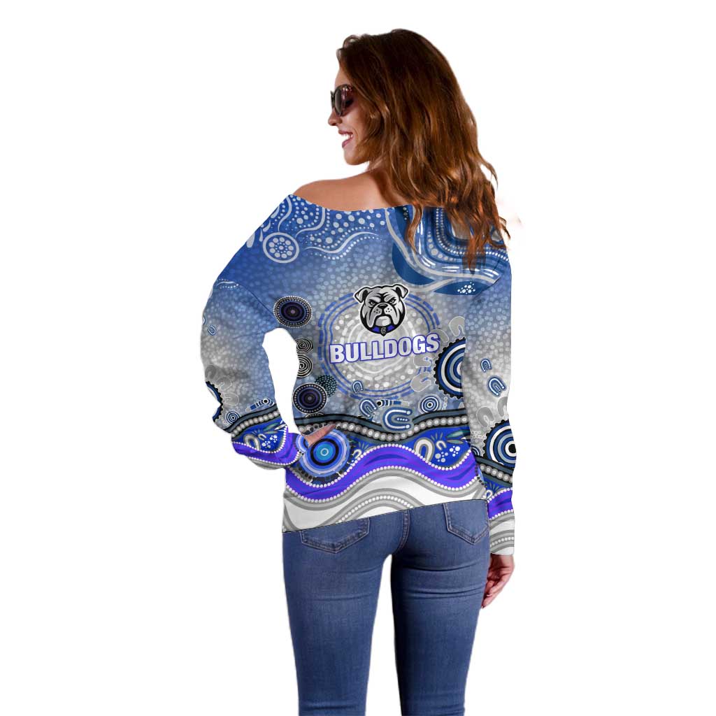 Canterbury Bankstown Bulldogs Rugby Off Shoulder Sweater Australian Aboriginal Dot Painting Style