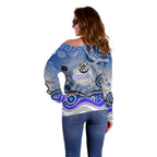Canterbury Bankstown Bulldogs Rugby Off Shoulder Sweater Australian Aboriginal Dot Painting Style