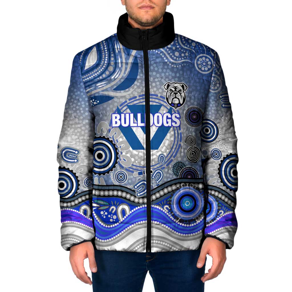 Canterbury Bankstown Bulldogs Rugby Padded Jacket Australian Aboriginal Dot Painting Style