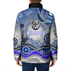 Canterbury Bankstown Bulldogs Rugby Padded Jacket Australian Aboriginal Dot Painting Style