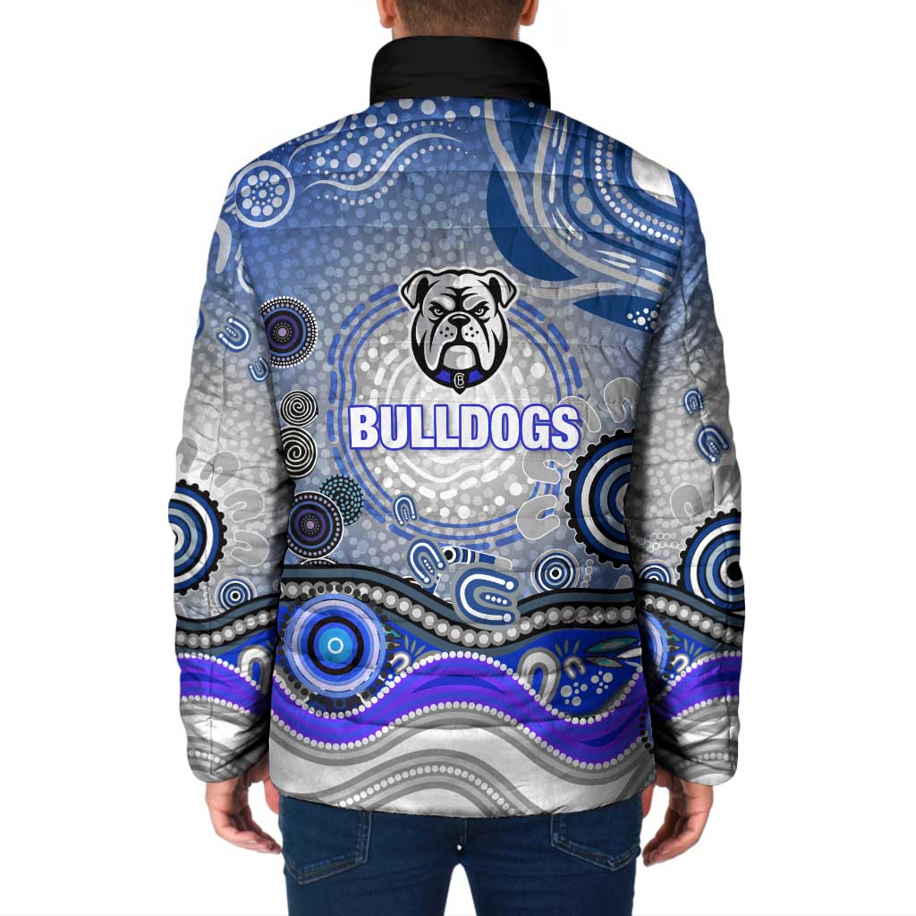 Canterbury Bankstown Bulldogs Rugby Padded Jacket Australian Aboriginal Dot Painting Style