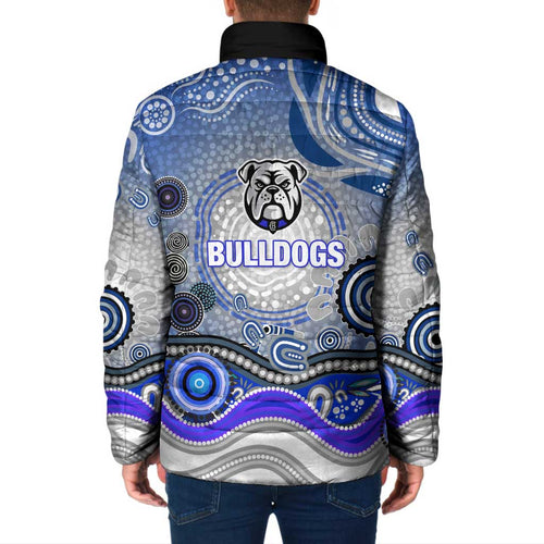 Canterbury Bankstown Bulldogs Rugby Padded Jacket Australian Aboriginal Dot Painting Style