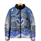 Canterbury Bankstown Bulldogs Rugby Padded Jacket Australian Aboriginal Dot Painting Style