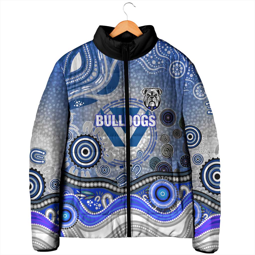 Canterbury Bankstown Bulldogs Rugby Padded Jacket Australian Aboriginal Dot Painting Style