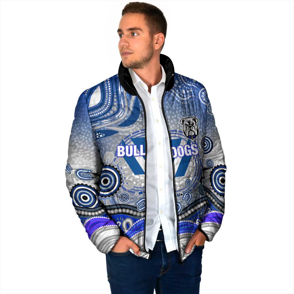 Canterbury Bankstown Bulldogs Rugby Padded Jacket Australian Aboriginal Dot Painting Style