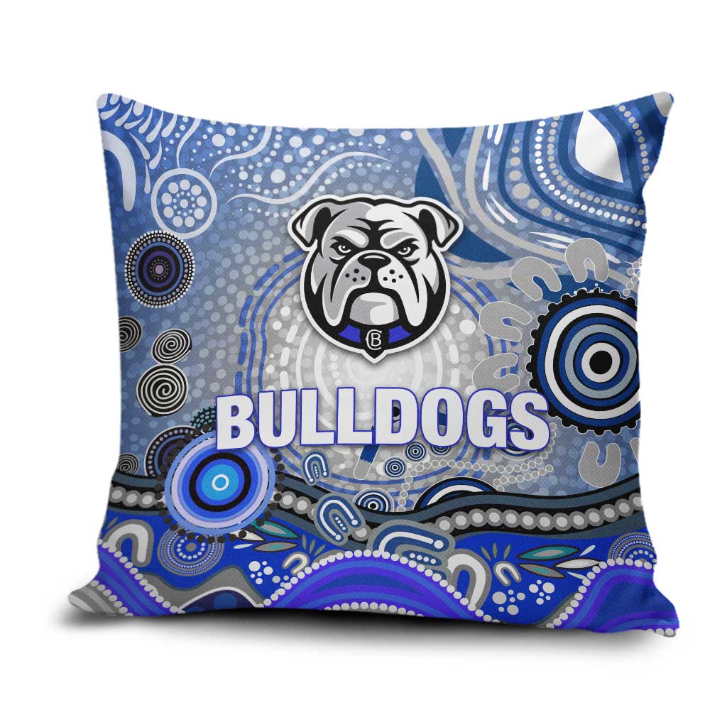 Canterbury Bankstown Bulldogs Rugby Pillow Cover Australian Aboriginal Dot Painting Style