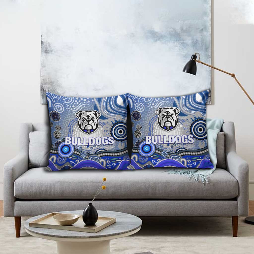 Canterbury Bankstown Bulldogs Rugby Pillow Cover Australian Aboriginal Dot Painting Style