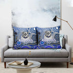 Canterbury Bankstown Bulldogs Rugby Pillow Cover Australian Aboriginal Dot Painting Style