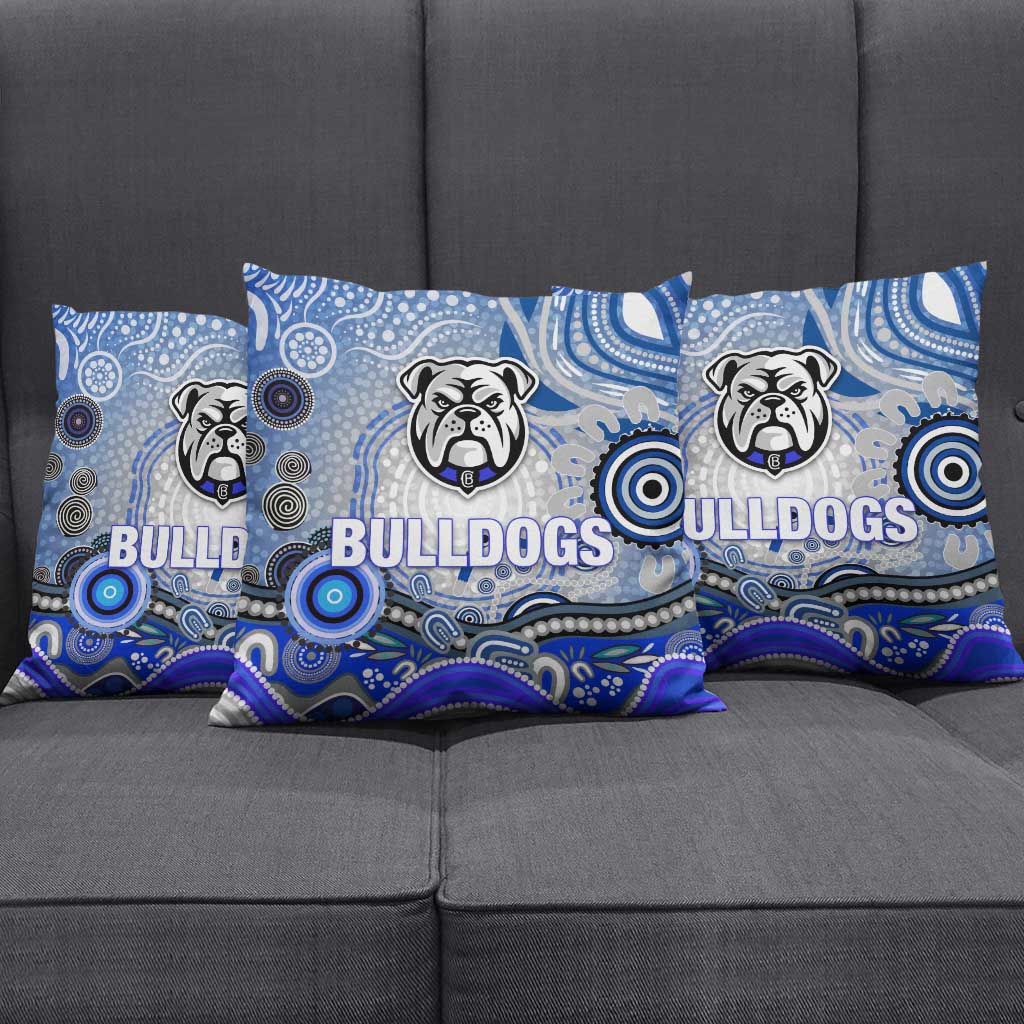 Canterbury Bankstown Bulldogs Rugby Pillow Cover Australian Aboriginal Dot Painting Style