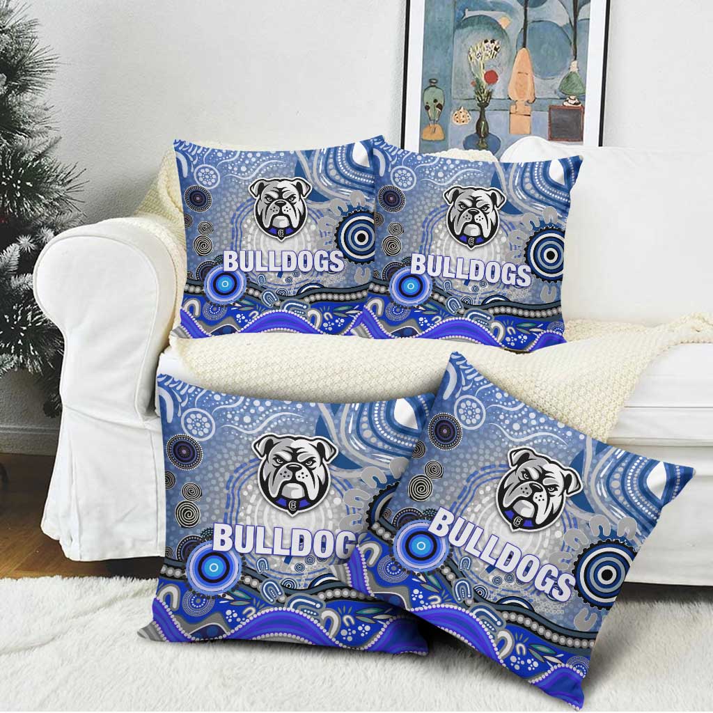 Canterbury Bankstown Bulldogs Rugby Pillow Cover Australian Aboriginal Dot Painting Style