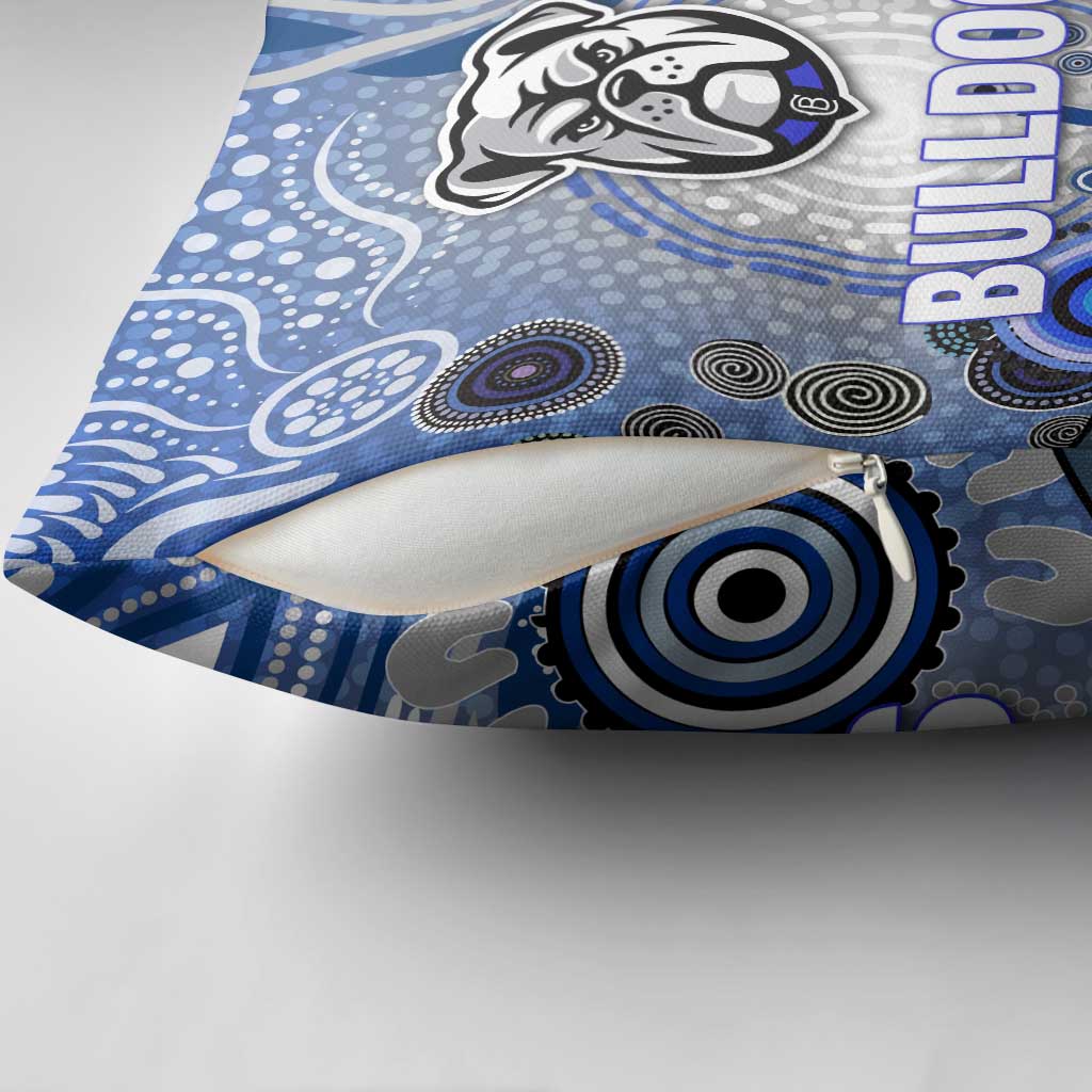 Canterbury Bankstown Bulldogs Rugby Pillow Cover Australian Aboriginal Dot Painting Style