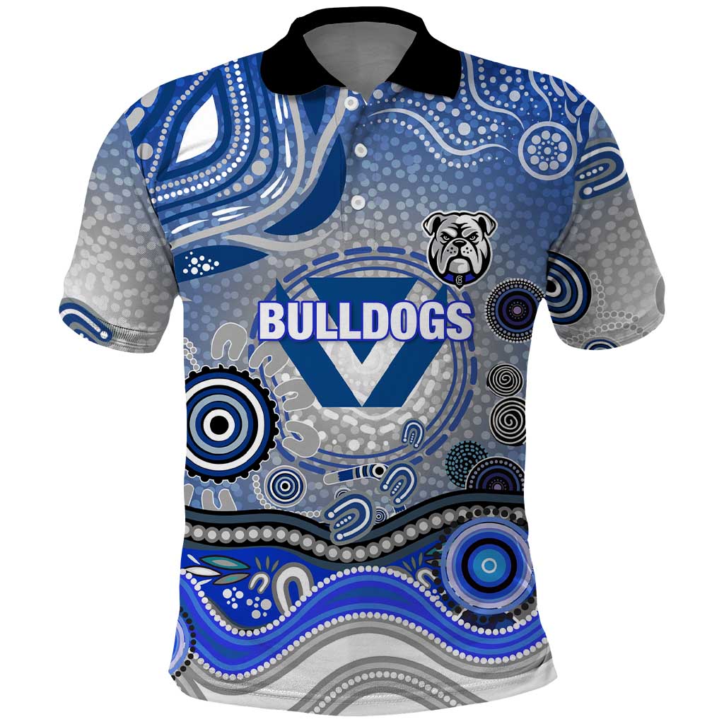 Canterbury Bankstown Bulldogs Rugby Polo Shirt Australian Aboriginal Dot Painting Style