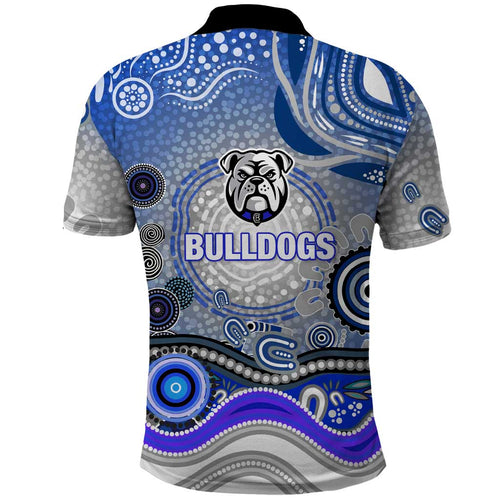 Canterbury Bankstown Bulldogs Rugby Polo Shirt Australian Aboriginal Dot Painting Style
