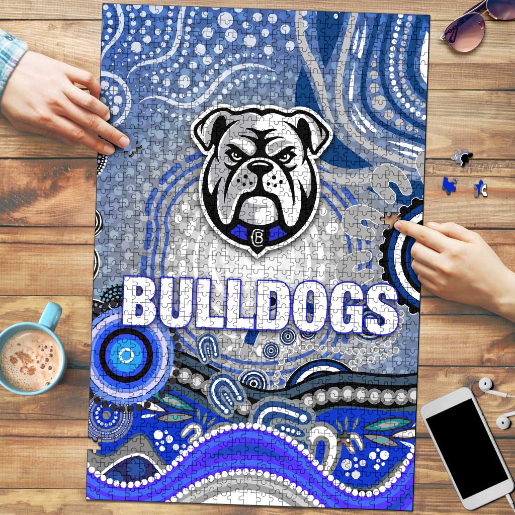 Canterbury Bankstown Bulldogs Rugby Puzzle Australian Aboriginal Dot Painting Style