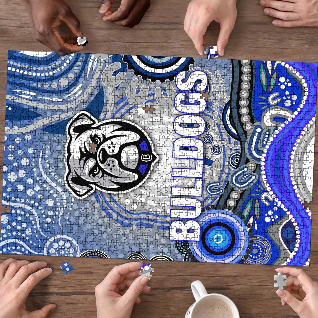 Canterbury Bankstown Bulldogs Rugby Puzzle Australian Aboriginal Dot Painting Style