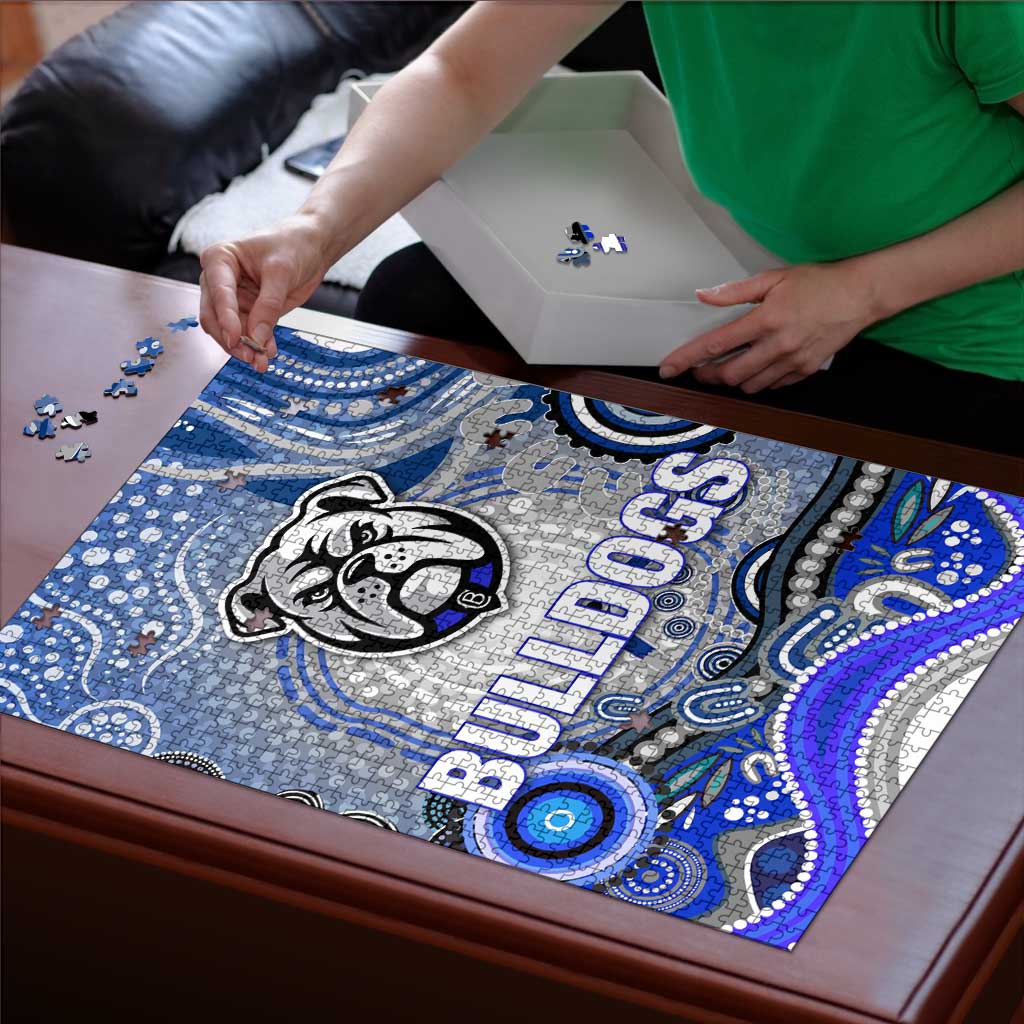 Canterbury Bankstown Bulldogs Rugby Puzzle Australian Aboriginal Dot Painting Style