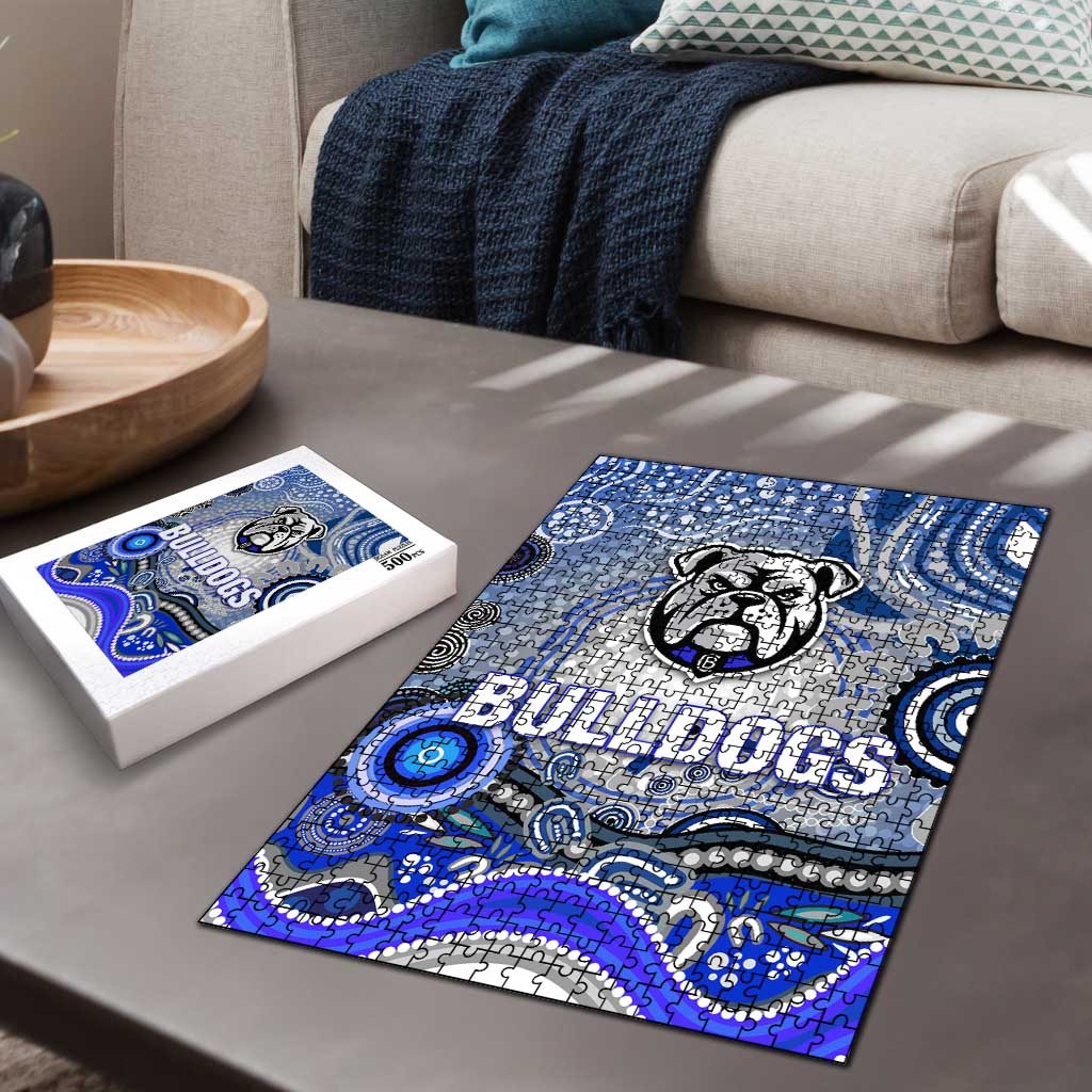Canterbury Bankstown Bulldogs Rugby Puzzle Australian Aboriginal Dot Painting Style