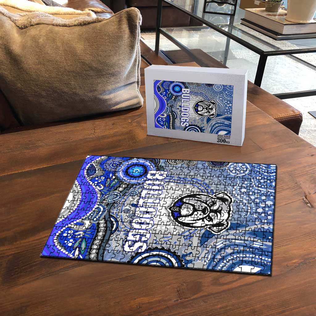 Canterbury Bankstown Bulldogs Rugby Puzzle Australian Aboriginal Dot Painting Style