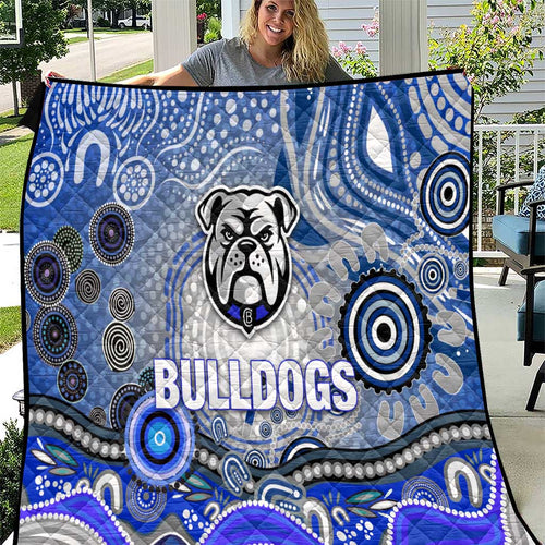 Canterbury Bankstown Bulldogs Rugby Quilt Australian Aboriginal Dot Painting Style