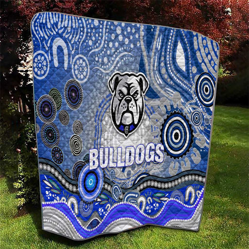 Canterbury Bankstown Bulldogs Rugby Quilt Australian Aboriginal Dot Painting Style