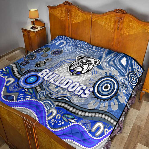 Canterbury Bankstown Bulldogs Rugby Quilt Australian Aboriginal Dot Painting Style