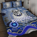 Canterbury Bankstown Bulldogs Rugby Quilt Bed Set Australian Aboriginal Dot Painting Style