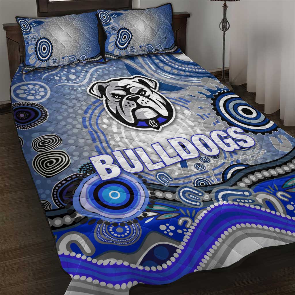 Canterbury Bankstown Bulldogs Rugby Quilt Bed Set Australian Aboriginal Dot Painting Style