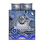 Canterbury Bankstown Bulldogs Rugby Quilt Bed Set Australian Aboriginal Dot Painting Style