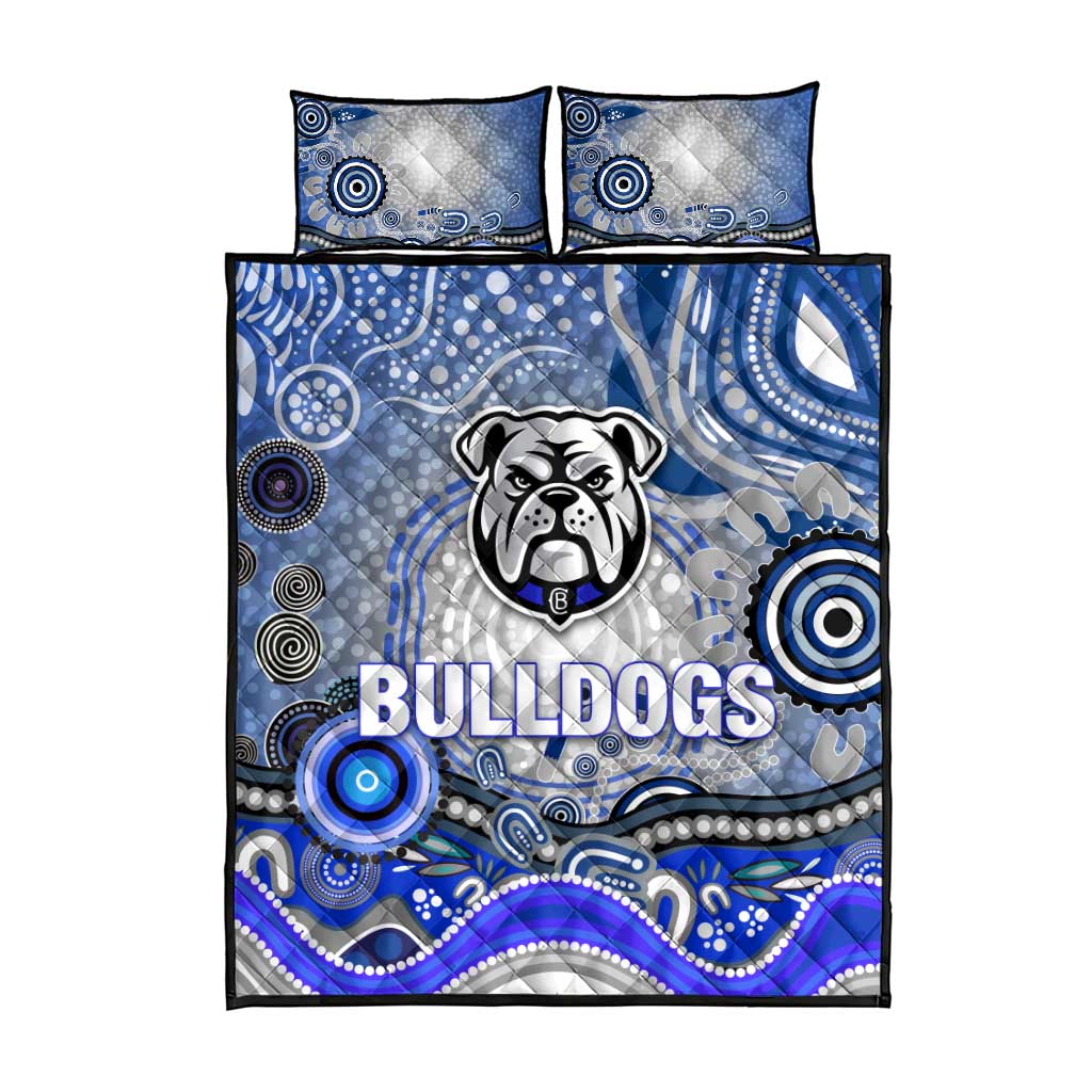Canterbury Bankstown Bulldogs Rugby Quilt Bed Set Australian Aboriginal Dot Painting Style