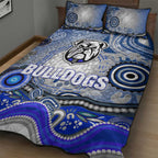Canterbury Bankstown Bulldogs Rugby Quilt Bed Set Australian Aboriginal Dot Painting Style