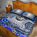 Canterbury Bankstown Bulldogs Rugby Quilt Bed Set Australian Aboriginal Dot Painting Style