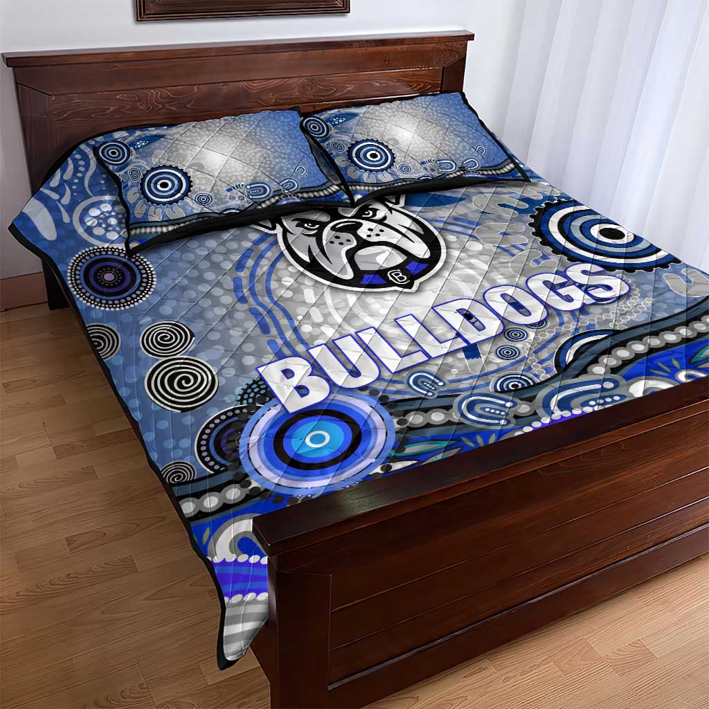 Canterbury Bankstown Bulldogs Rugby Quilt Bed Set Australian Aboriginal Dot Painting Style