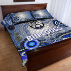 Canterbury Bankstown Bulldogs Rugby Quilt Bed Set Australian Aboriginal Dot Painting Style