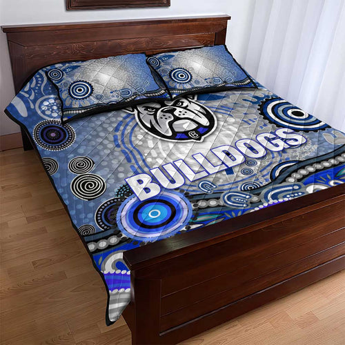 Canterbury Bankstown Bulldogs Rugby Quilt Bed Set Australian Aboriginal Dot Painting Style