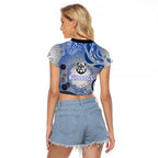 Canterbury Bankstown Bulldogs Rugby Raglan Cropped T Shirt Australian Aboriginal Dot Painting Style
