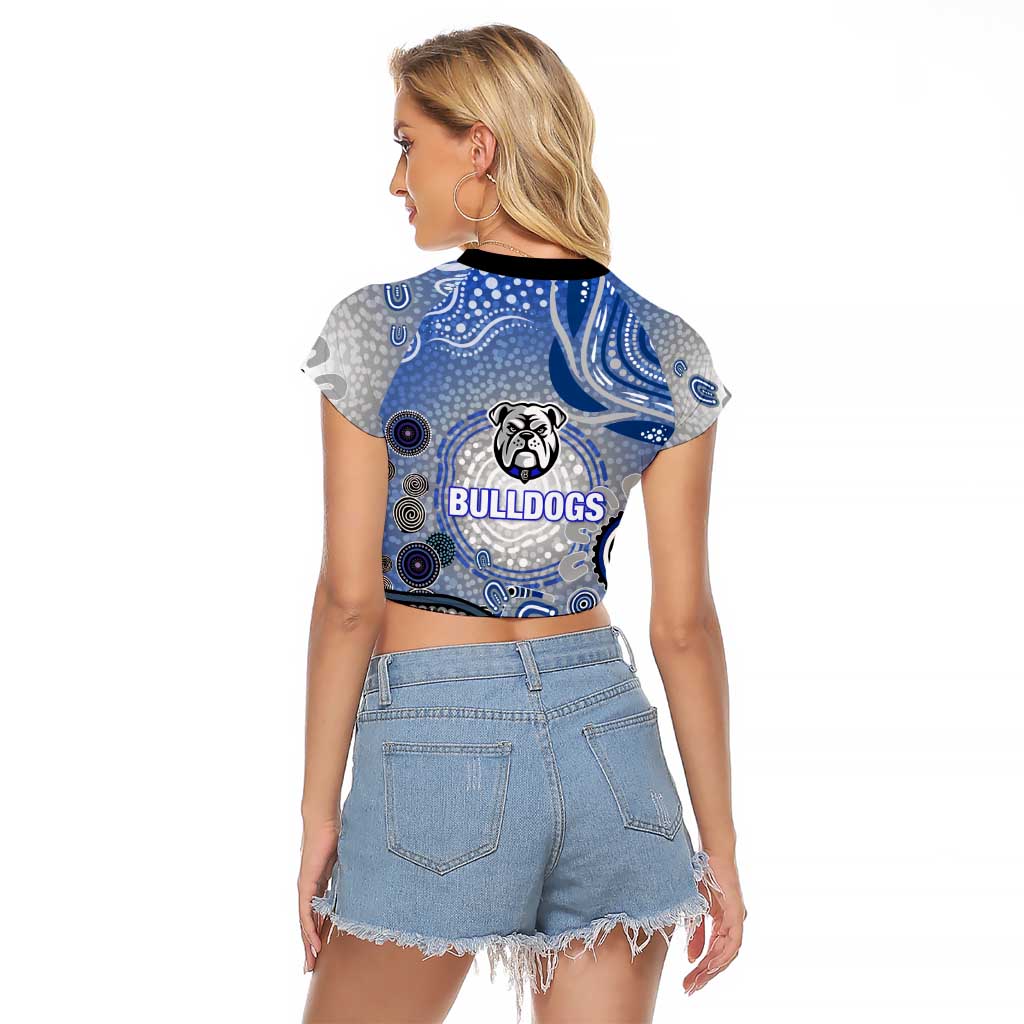 Canterbury Bankstown Bulldogs Rugby Raglan Cropped T Shirt Australian Aboriginal Dot Painting Style