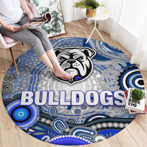 Canterbury Bankstown Bulldogs Rugby Round Carpet Australian Aboriginal Dot Painting Style