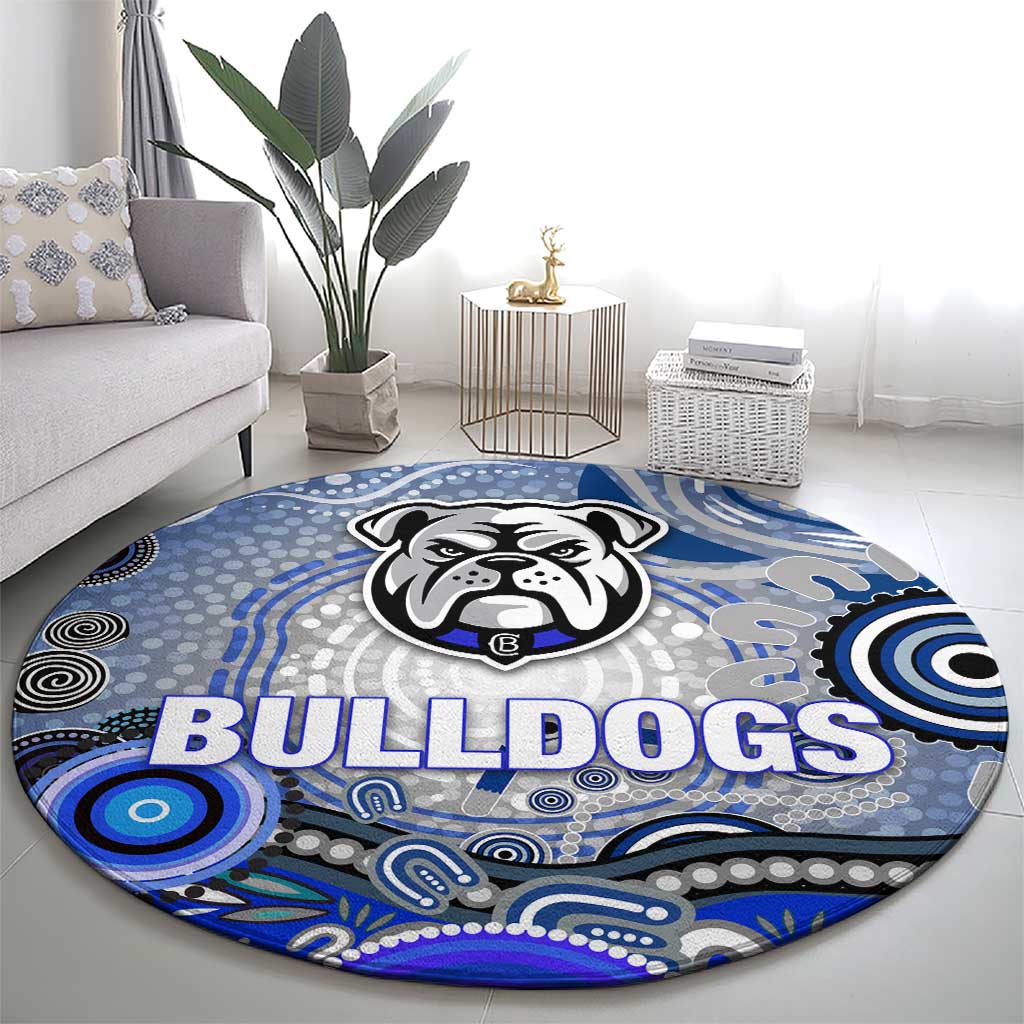 Canterbury Bankstown Bulldogs Rugby Round Carpet Australian Aboriginal Dot Painting Style