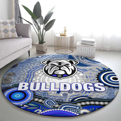 Canterbury Bankstown Bulldogs Rugby Round Carpet Australian Aboriginal Dot Painting Style