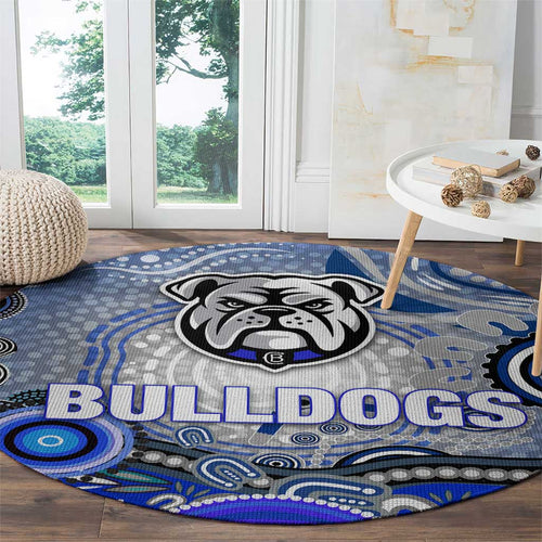 Canterbury Bankstown Bulldogs Rugby Round Carpet Australian Aboriginal Dot Painting Style