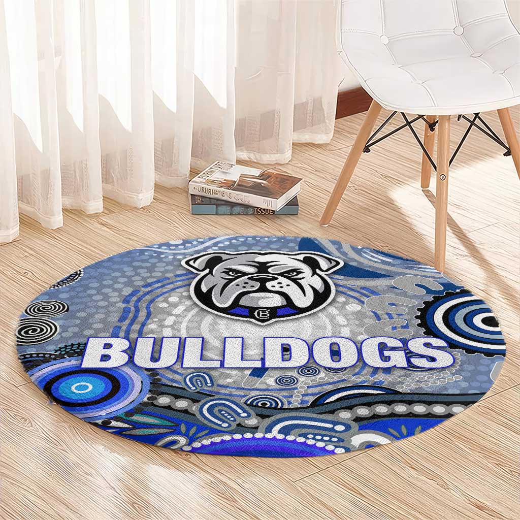 Canterbury Bankstown Bulldogs Rugby Round Carpet Australian Aboriginal Dot Painting Style