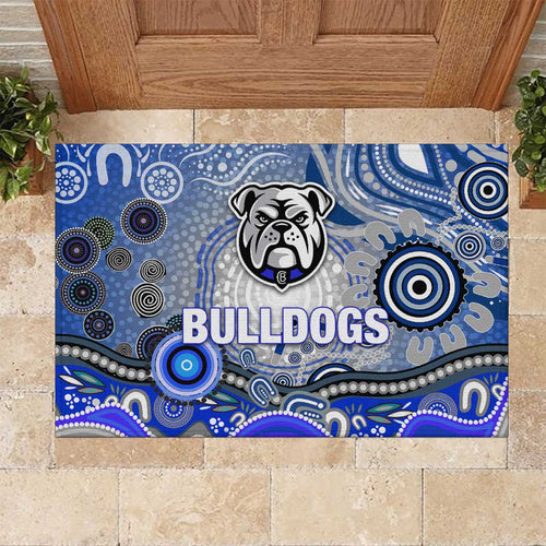 Canterbury Bankstown Bulldogs Rugby Rubber Doormat Australian Aboriginal Dot Painting Style